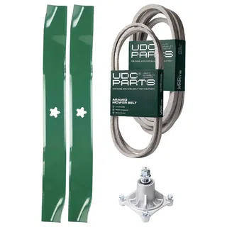 UDC Parts Mower Kit / Belt 174883 + Belt 539109243 + Spindle 532174356 + 2 Pack Blades 134149 / Fits Husqvarna LTH1542