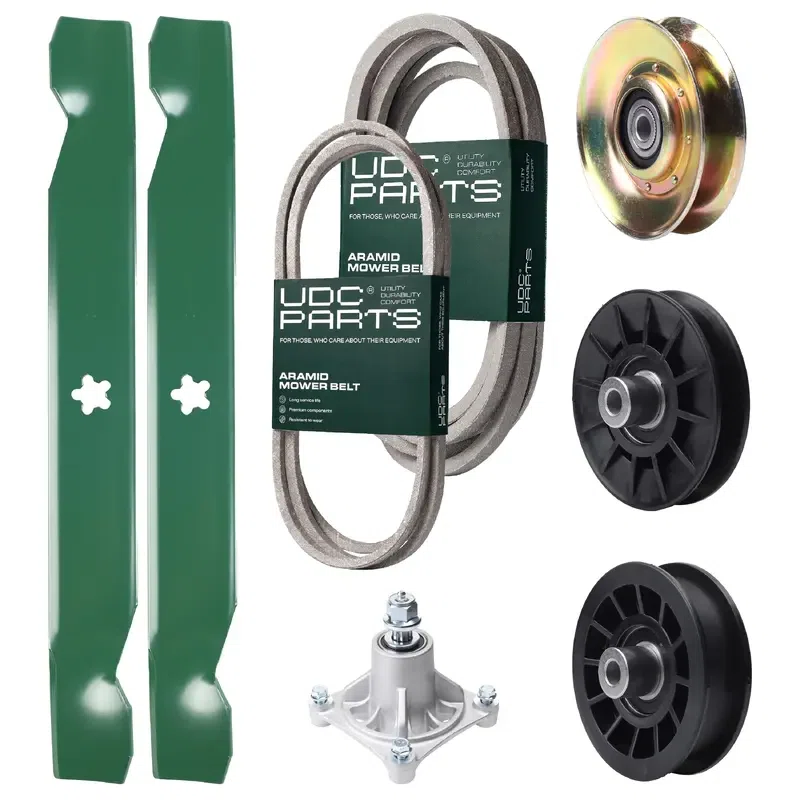 UDC Parts Mower Kit / Belt 194346 + Belt 539117245 + Pulley 127783 + Pulley 532194326 + Pulley 532194327 + Spindle 532174356 + 2 Pack Blades 138497 / Fits Husqvarna LT1597