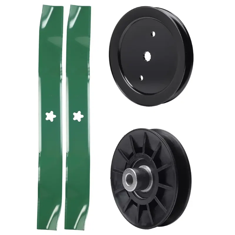 UDC Parts Mower Kit / Pulley 195945 + Pulley 532194326 + 2 Pack Blades 134149 / Fits Husqvarna LT1942 LT2223A2 LTH171 TS142 TS142K TS142L TS142T TS142X TS142XK YT16542 YT16542T YT1942 YT1942T YTA18542