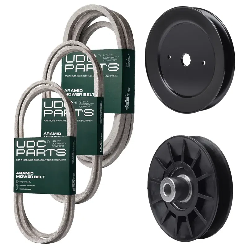 UDC Parts Mower Kit / Belt 130969 + Belt 140218 + Belt 196103 + Pulley 129861 + Pulley 532194326 / Fits Statesman SOGT26H54
