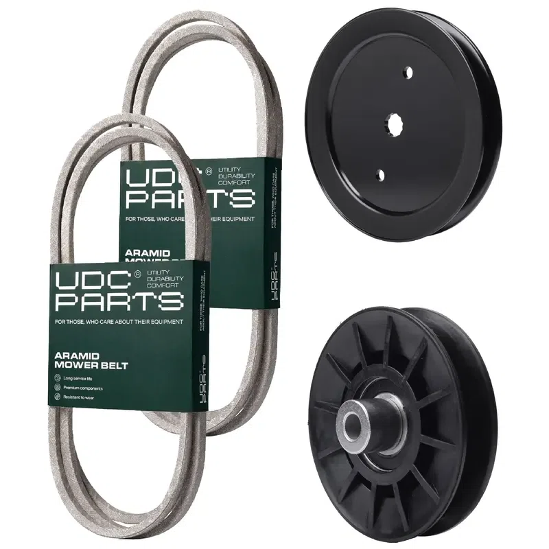 UDC Parts Mower Kit / Belt 144959 + Belt 197253 + Pulley 195945 + Pulley 532194326 / Fits Husqvarna LTH171 TS142