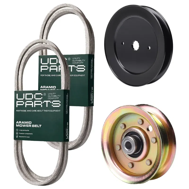 UDC Parts Mower Kit / Belt 174368 + Belt 180808 + Pulley 129861 + Pulley 173437 / Fits Husqvarna YTH2048