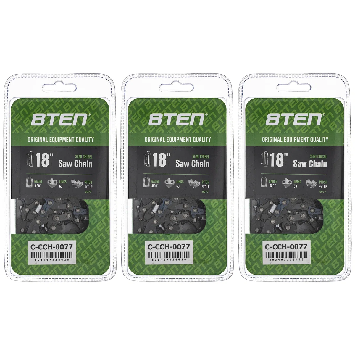 Chainsaw Chain 18 Inch .050 3/8 LP 63DL For Worx Greenworks Stihl S63 H3763 63PM363E | 3-PACK