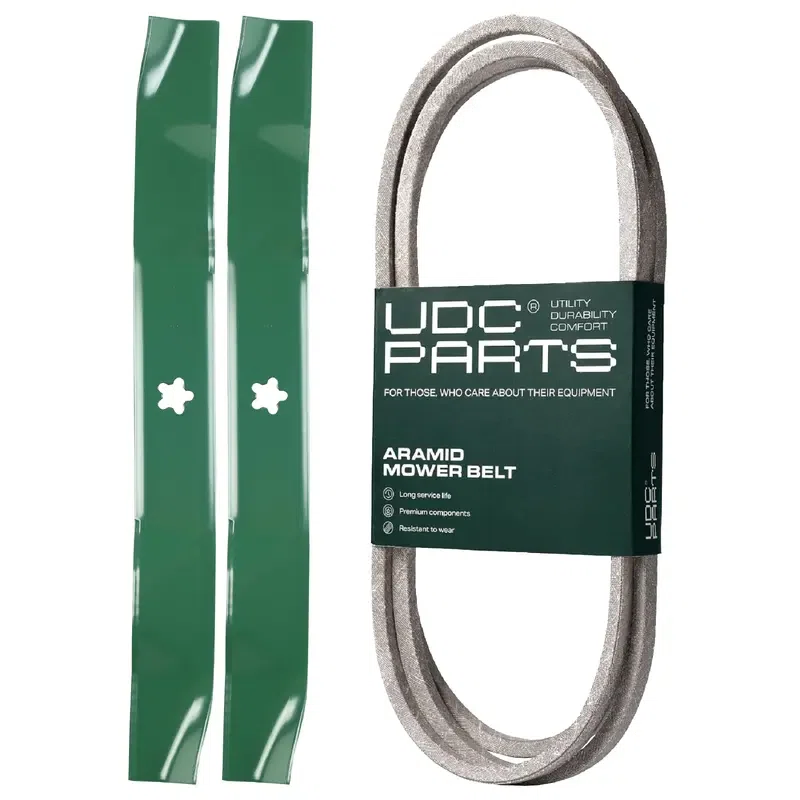 UDC Parts Mower Kit / Belt 532140294 + 2 Pack Blades 134149 / Fits Weed Eater WE145H42F WE165H42B WE17TH42A WE185H42A WE185H42B WE185H42C WE185H42E WE185H42F WE18H42A WEX125H42D