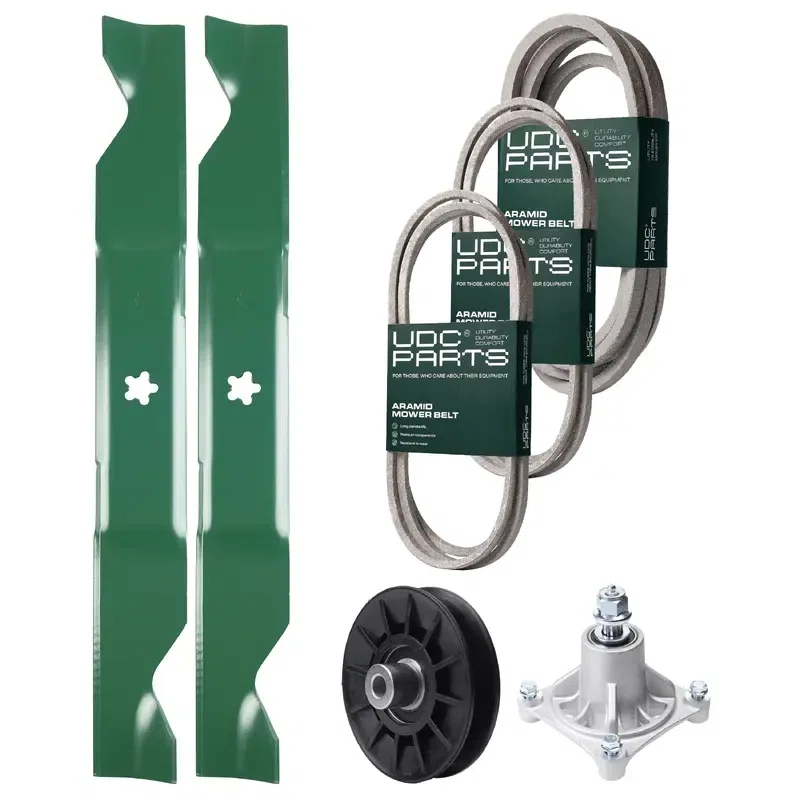 UDC Parts Mower Kit / Belt 138255 + Belt 194346 + Belt 539117245 + Pulley 532194326 + Spindle 532174356 + 2 Pack Blades 405380 / Fits Husqvarna LT1597