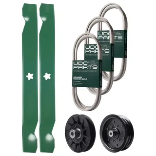 UDC Parts Mower Kit / Belt 130969 + Belt 138255 + Belt 140218 + Pulley 532194326 + Pulley 532196106 + 2 Pack Blades 138971 / Fits Jonsered LT2217A
