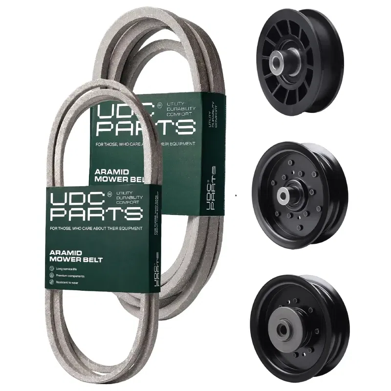 UDC Parts Mower Kit / Belt 140218 + Belt 197242 + Pulley 532196104 + Pulley 532196106 + Pulley 532194327 / Fits Poulan Pro PB22H48YT PB24H48YT PBGT22H48
