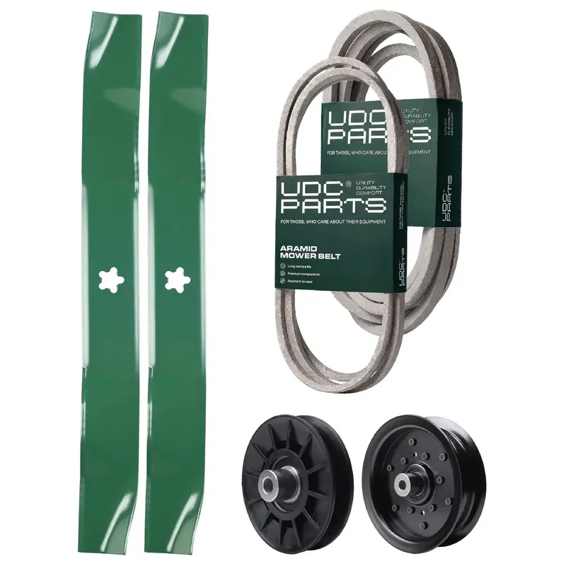 UDC Parts Mower Kit / Belt 140218 + Belt 197242 + Pulley 532194326 + Pulley 532196106 + 2 Pack Blades 134149 / Fits Jonsered LT2223A2