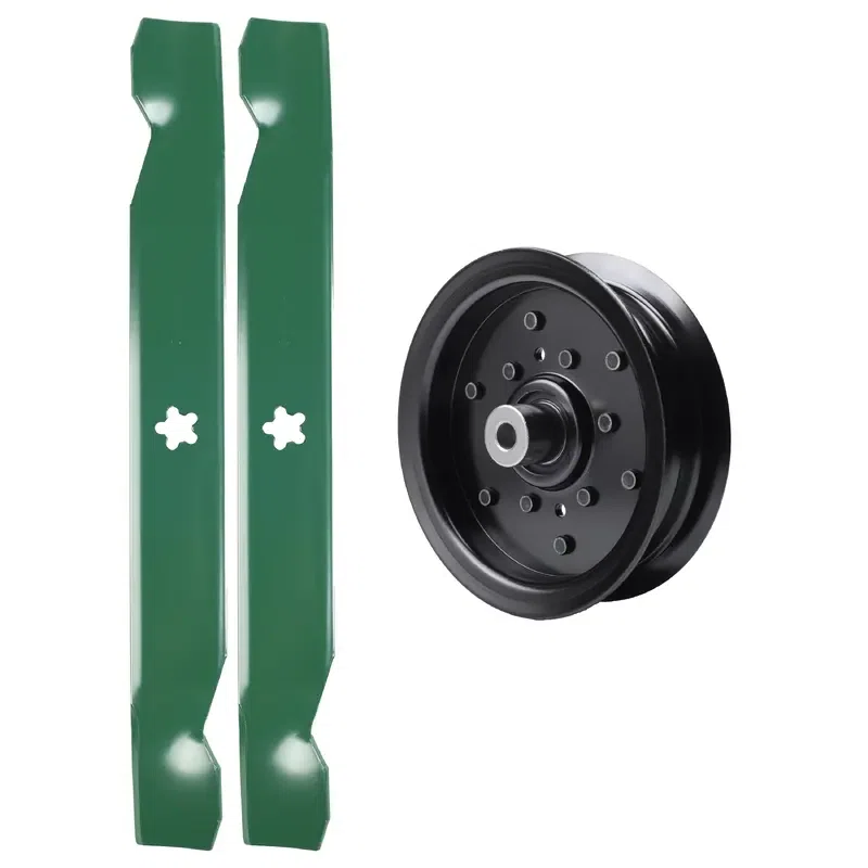 UDC Parts Mower Kit / Pulley 532196106 + 2 Pack Blades 138497 / Fits Jonsered LT2216 LT2216A2 LT2217A