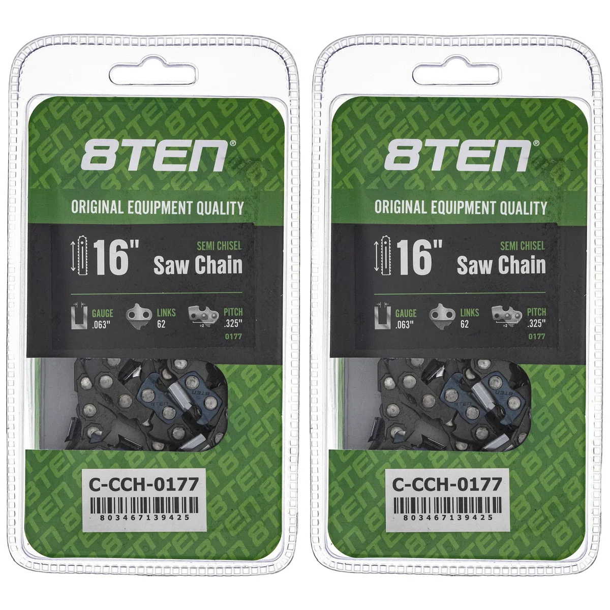 Chainsaw Chain 16 Inch .063 .325 62DL For Stihl Homelite 26RM362 22LPX062G 22LGX062G 591104262 | 2-PACK