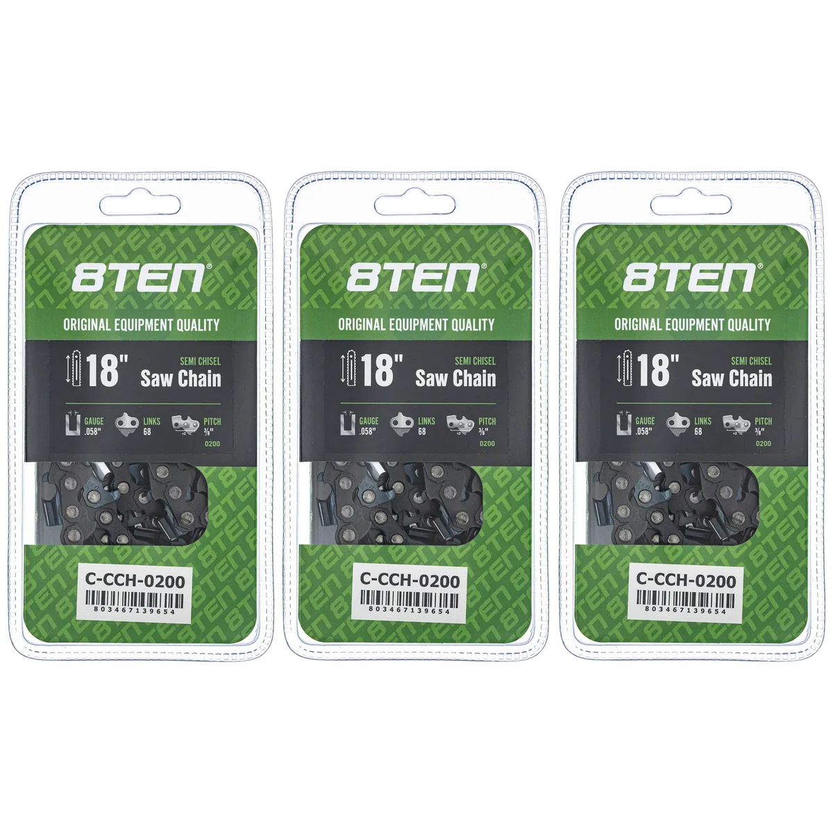 Chainsaw Chain 18 Inch .058 3/8 68DL For Partner Solo Homelite 73EXL068G 73LGX068G 591143468 | 3-PACK