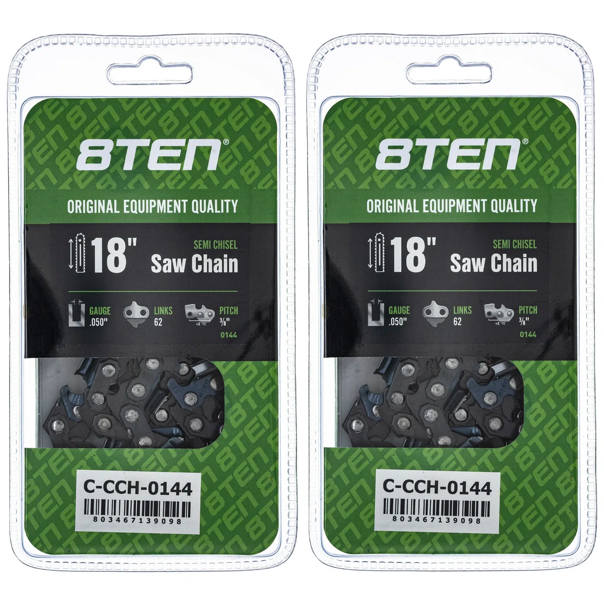 Chainsaw Chain 18 Inch .050 3/8 62DL For Echo Black and Decker 91PX062G 91PX62CQ S62 576936562 | 2-PACK
