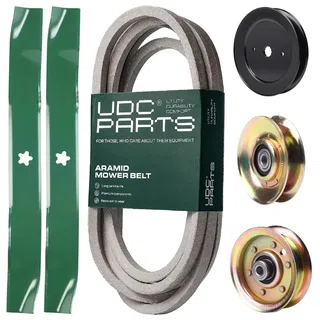 UDC Parts Mower Kit / Belt 539109243 + Pulley 127783 + Pulley 129861 + Pulley 173437 + 2 Pack Blades 134149 / Fits Husqvarna LTH1542