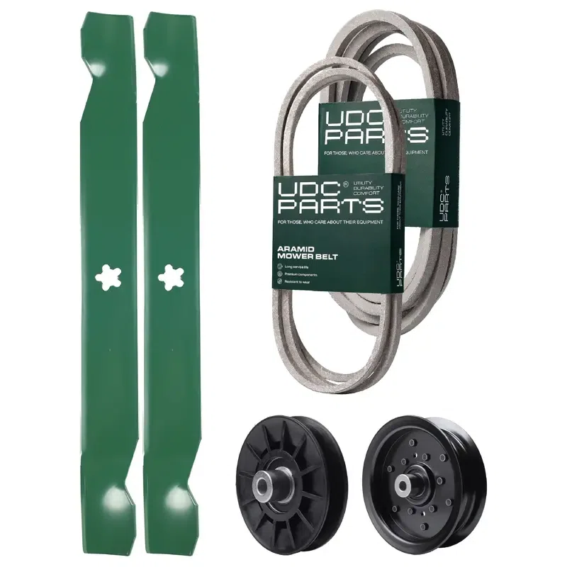 UDC Parts Mower Kit / Belt 140218 + Belt 197242 + Pulley 532194326 + Pulley 532196106 + 2 Pack Blades 138971 / Fits Jonsered LT2223A2