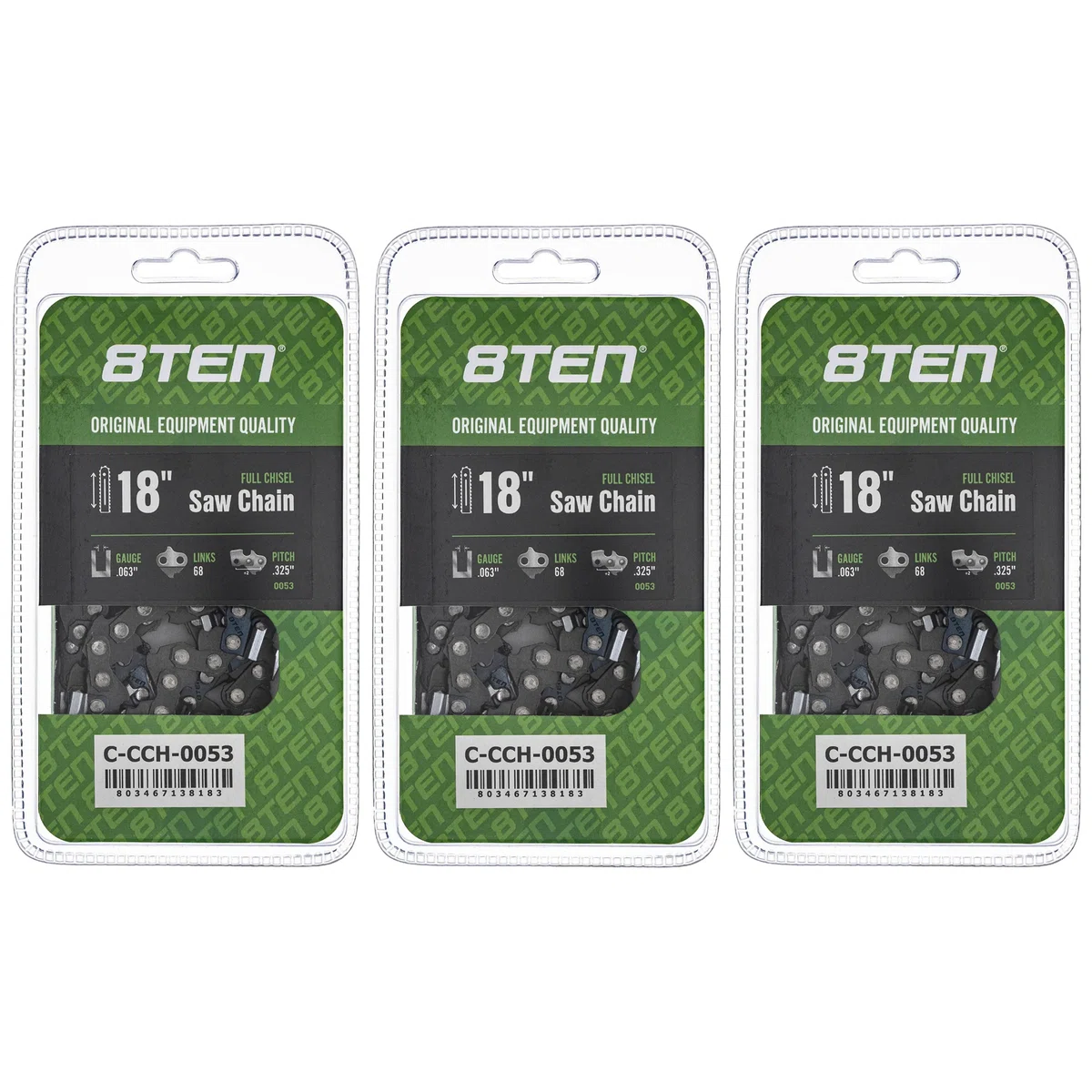 Chainsaw Chain 18 Inch .063 .325 68DL For Stihl Homelite 26RM368 22BPX068G 22LPX068G 36390050068 | 3-PACK