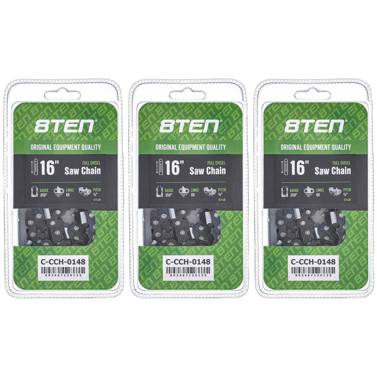 Chainsaw Chain 16 Inch .058 3/8 60DL For Pioneer Makita 73LPX060G 501842860 581626960 73EXL060G P60 | 3-PACK