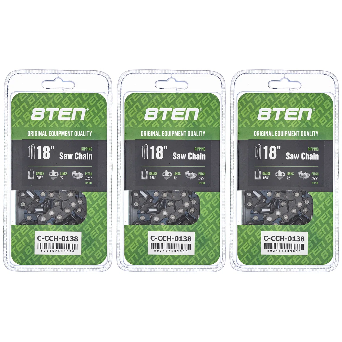 Chainsaw Chain 18 Inch .058 .325 72DL For Solo Makita Homelite 21LPX072G 25RS372E 501840472 | 3-PACK