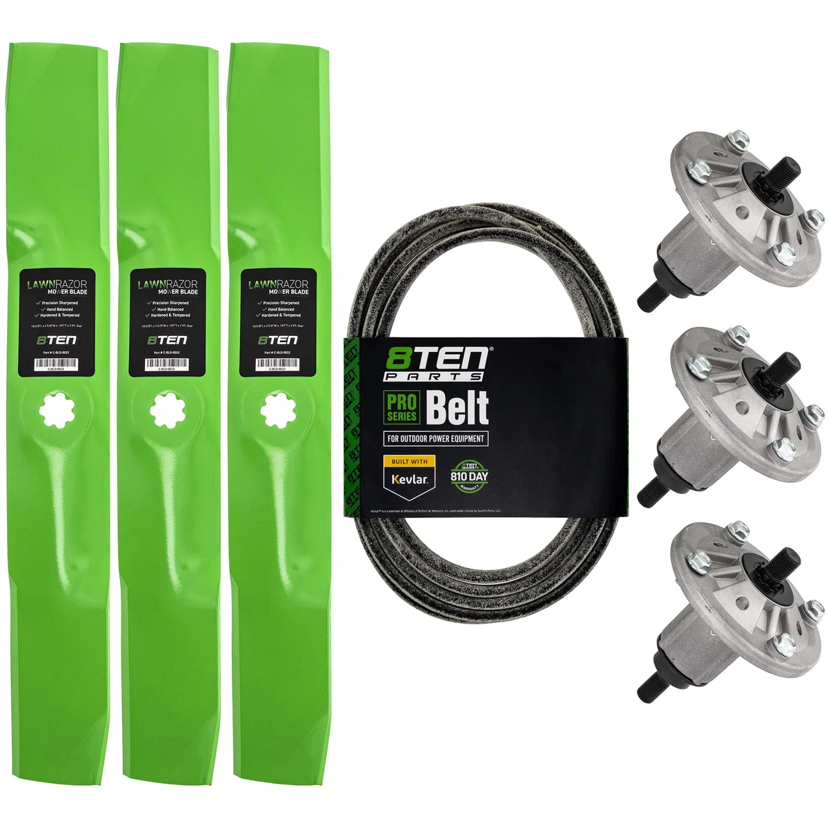 Deck Spindles, Blades, & Belt Kit For John Deere MK1001780