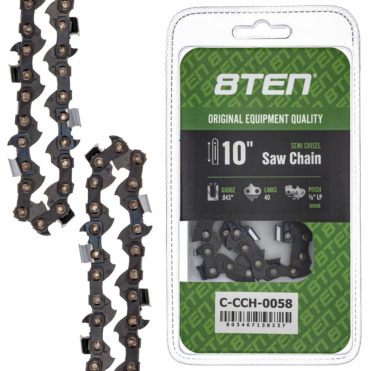 Chainsaw Chain 10 Inch .043 3/8 LP 40DL For Tanaka Earthwise Husqvarna 90PX040G 61PMM340E H3840