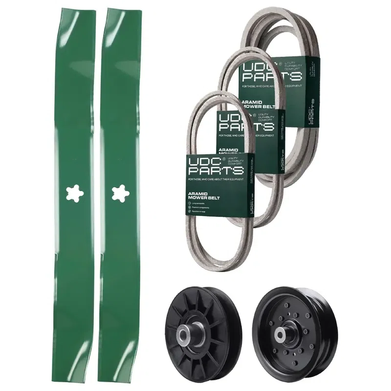 UDC Parts Mower Kit / Belt 130969 + Belt 140218 + Belt 197242 + Pulley 532194326 + Pulley 532196106 + 2 Pack Blades 134149 / Fits Jonsered LT2223A2