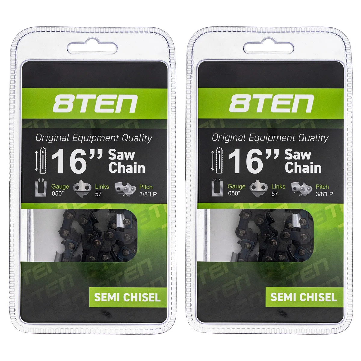 Chainsaw Chain 16 Inch .050 3/8 57DL For Echo Yardworks Worx 91PX57CQ 63PM57 91PXL57CQ H3757 63PM57E | 2-PACK