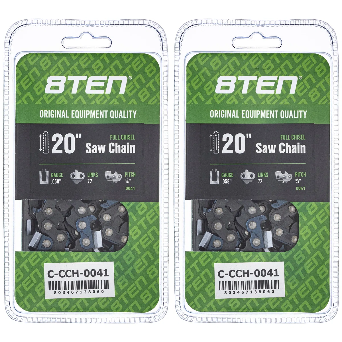 Chainsaw Chain 20 Inch .058 3/8 72DL For Makita Husqvarna 73EXL072G 581626972 591152572 501842872 | 2-PACK