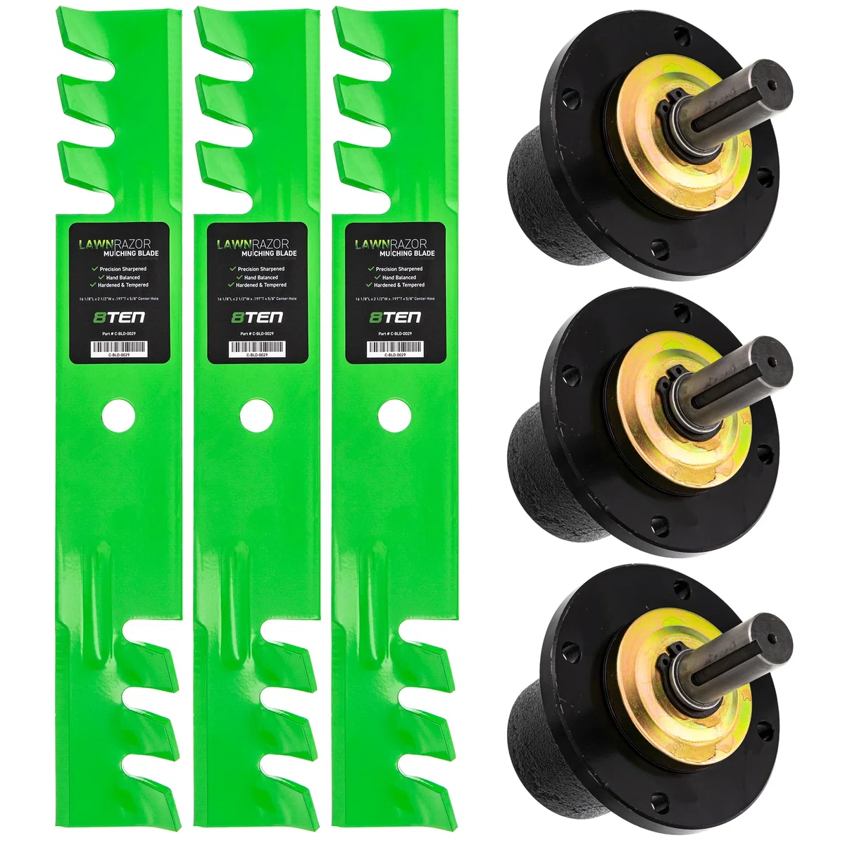 Deck Spindles & Mulching Blades Kit For Gravely Toro Great Dane MK1014630