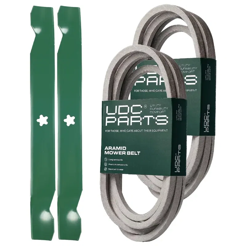 UDC Parts Mower Kit / Belt 539114557 + Belt 539117245 + 2 Pack Blades 138971 / Fits Husqvarna RZ4219 RZ4619 RZ4620 RZ5422 RZ5424