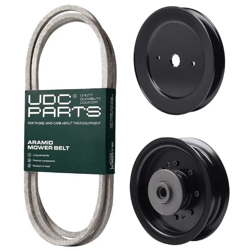 UDC Parts Mower Kit / Belt 130969 + Pulley 532129861 + Pulley 532196104 / Fits Husqvarna TS348 YT42DXL YT42DXLS YT42XLS YT48XLS YTH2242TDF YTH2242TDRF YTH2242TF YTH22V42LS YTH23V42LS YTH24V42LS
