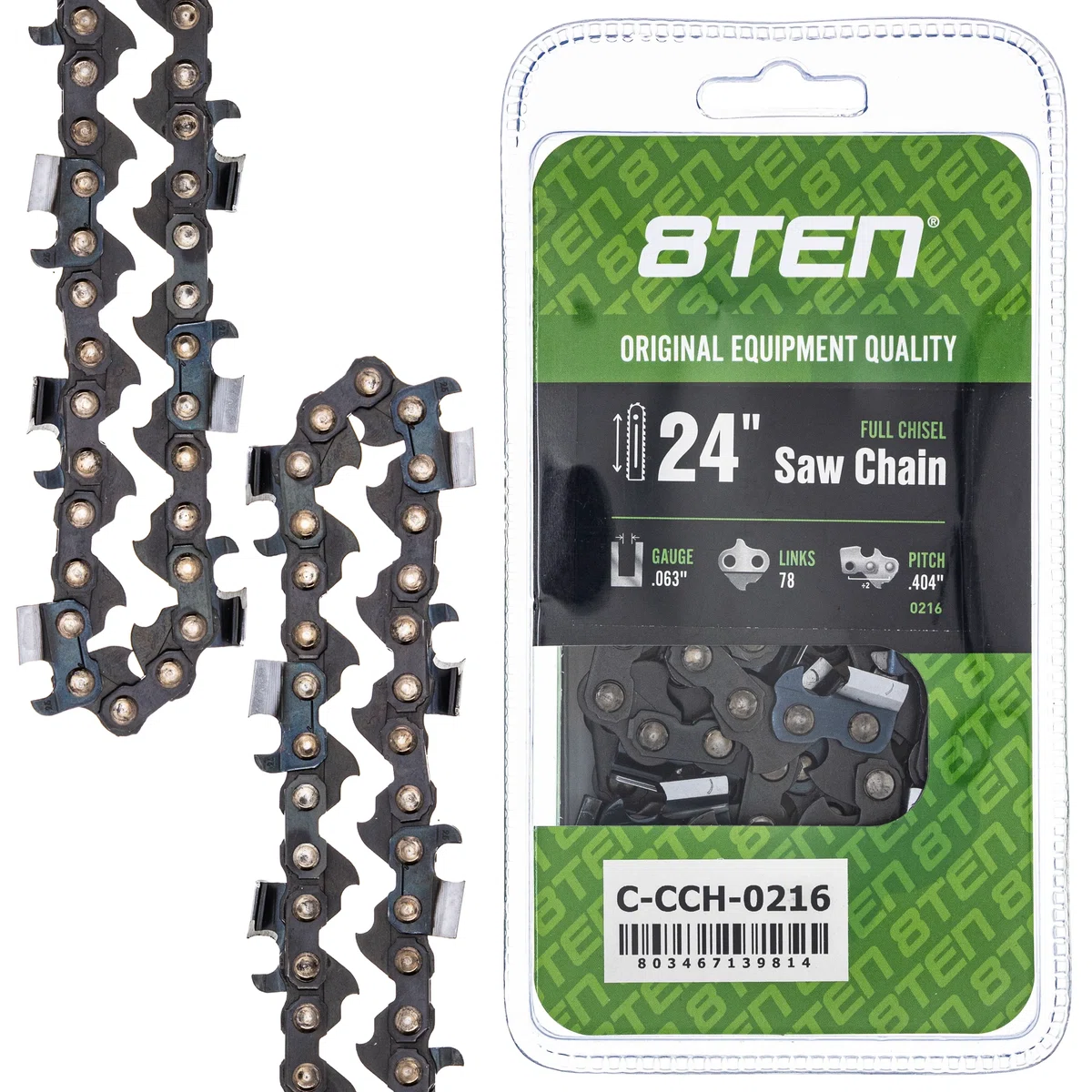 Full Chisel Chainsaw Chain 24 Inch .063 Gauge .404 Pitch 78 Drive Links