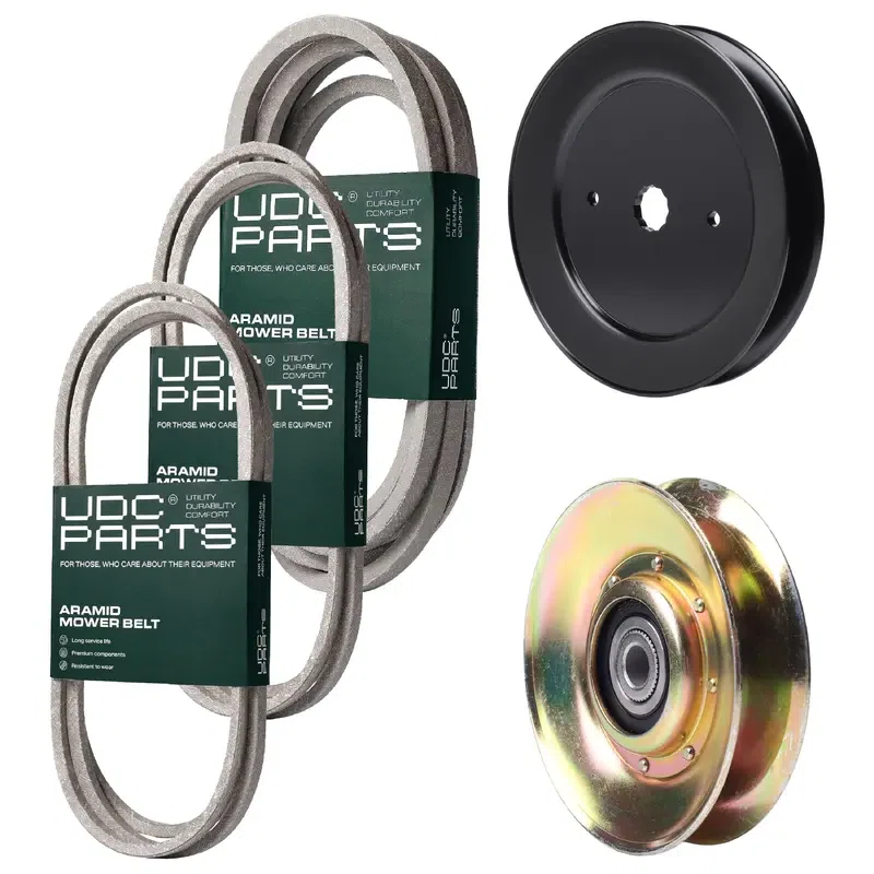 UDC Parts Mower Kit / Belt 140218 + Belt 140294 + Belt 197242 + Pulley 127783 + Pulley 129861 / Fits Husqvarna YTH1848 XP