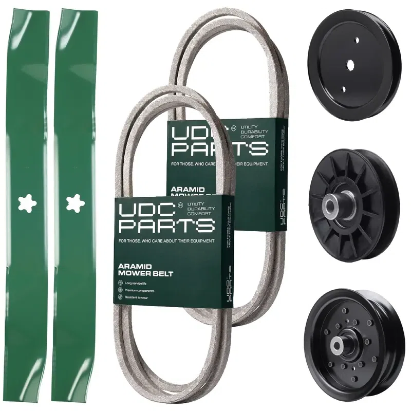 UDC Parts Mower Kit / Belt 140218 + Belt 197253 + Pulley 195945 + Pulley 532194326 + Pulley 532196106 + 2 Pack Blades 134149 / Fits Statesman SO20H42YT