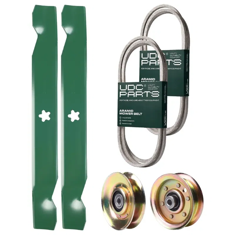 UDC Parts Mower Kit / Belt 138255 + Belt 140294 + Pulley 127783 + Pulley 173437 + 2 Pack Blades 138497 / Fits Jonsered LT2115