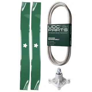 UDC Parts Mower Kit / Belt 144959 + Spindle 532174356 + 2 Pack Blades 134149 / Fits Husqvarna LTH1542 YTH130
