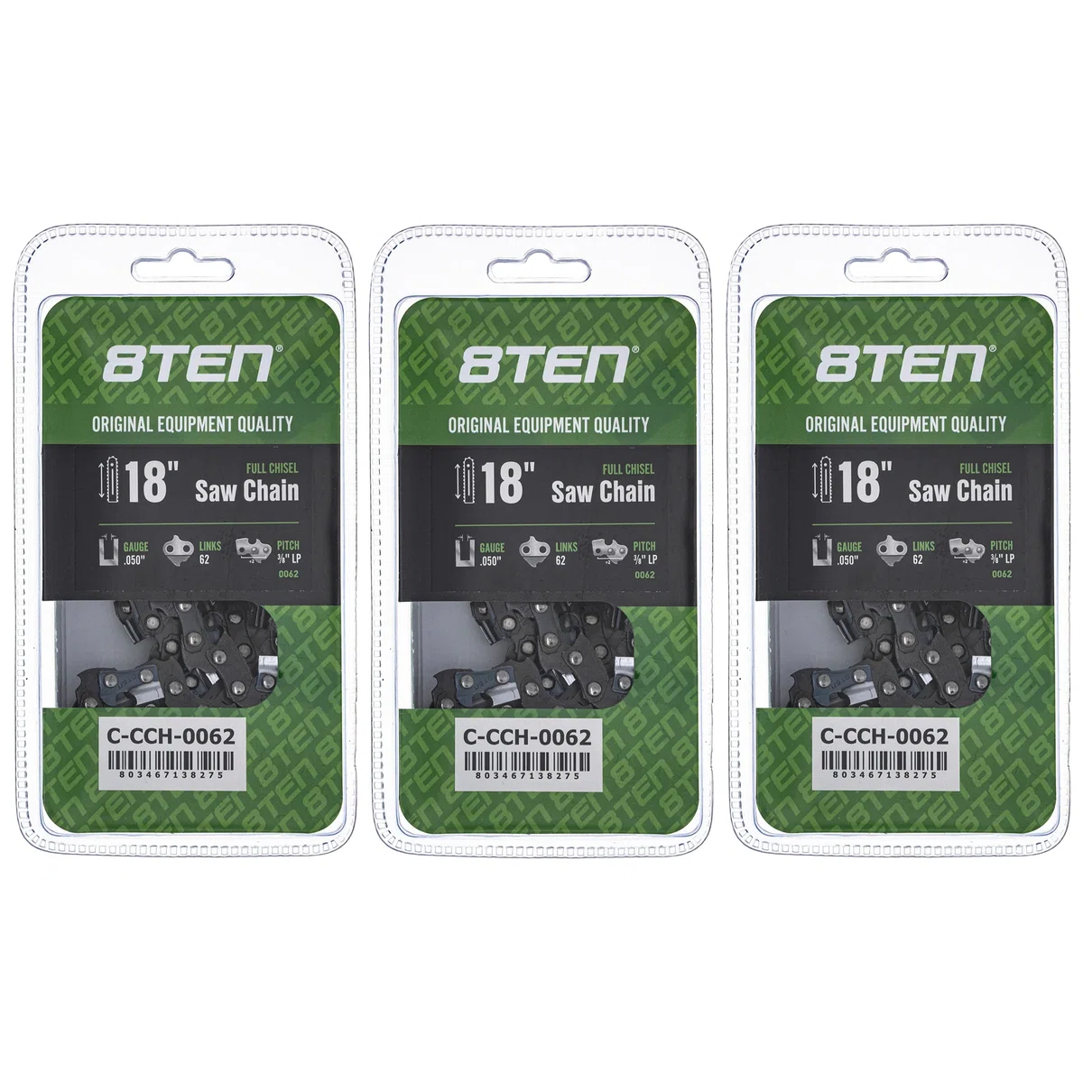 Chainsaw Chain 18 Inch .050 3/8 LP 62DL For Makita Echo 91PX062G 91PX62CQ 91VXL062G 576936562 | 3-PACK