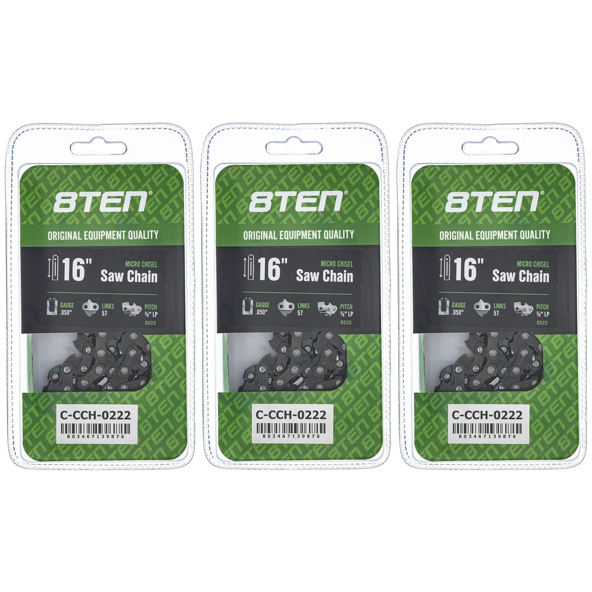 Chainsaw Chain 16 Inch .050 3/8 LP 57DL For Tanaka Echo Skil 91PX57CQ 91VXL057G 91PX057G 91PXL057G | 3-PACK
