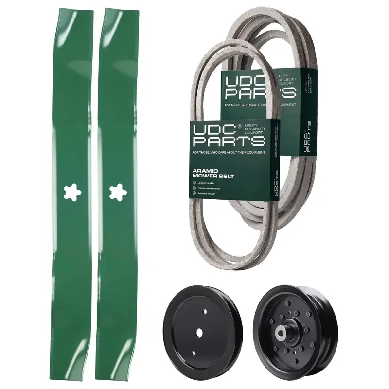 UDC Parts Mower Kit / Belt 197242 + Belt 405143 + Pulley 195945 + Pulley 532196106 + 2 Pack Blades 134149 / Fits Jonsered LT2223A2