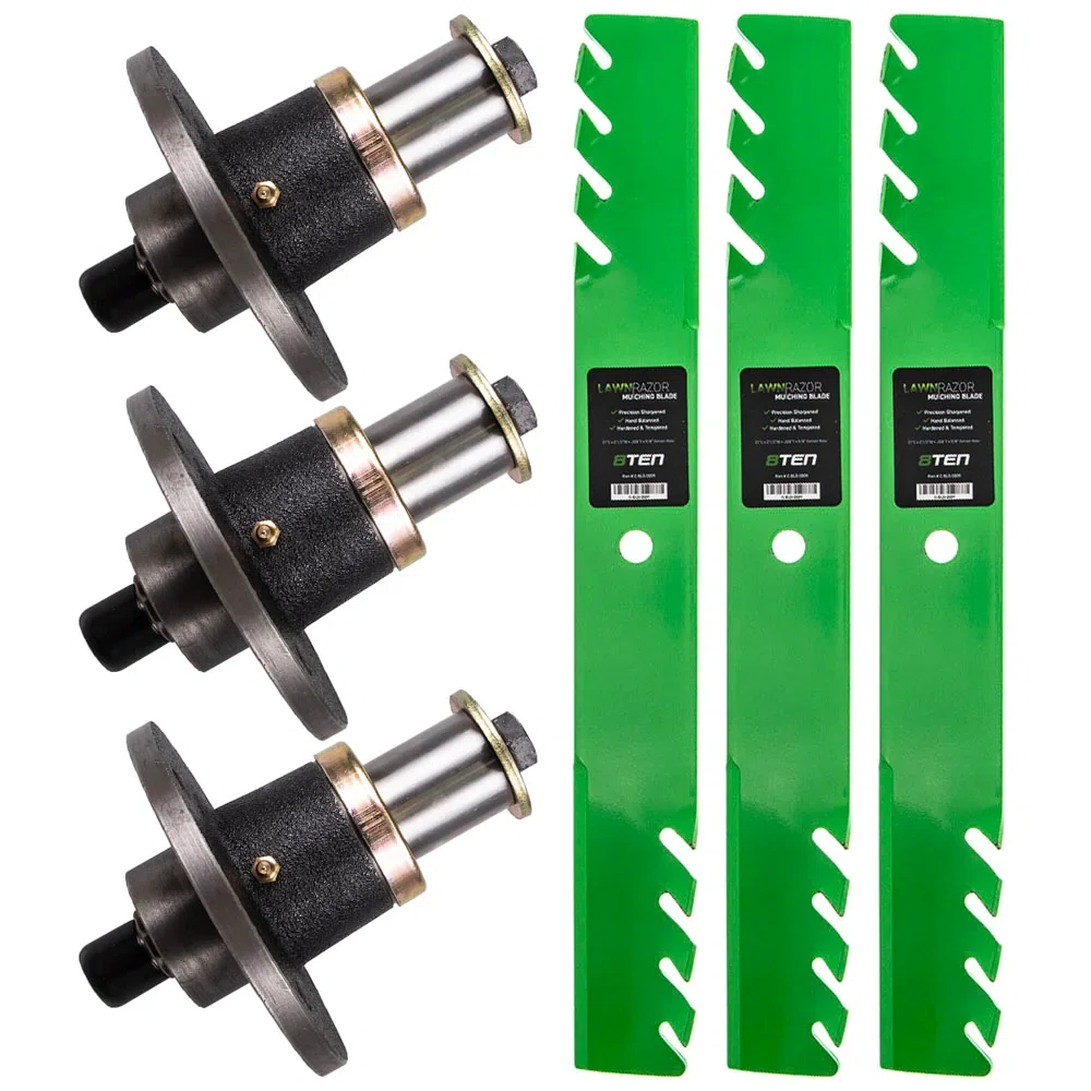 Spindles & Toothed Mulching Blade Kit For Husqvarna Gravely Scag Great Dane MK1002055
