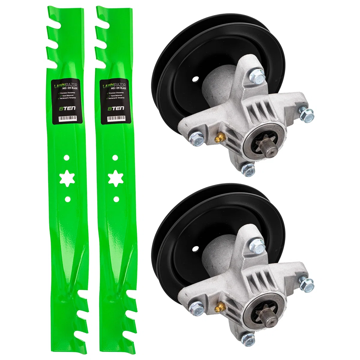 Mower Blades & Deck Spindles Kit For Columbia Troy-Bilt Huskee MK1005566