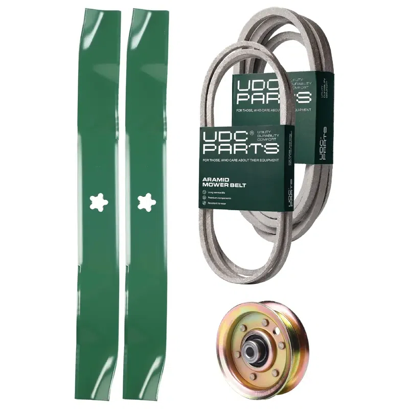 UDC Parts Mower Kit / Belt 174883 + Belt 539109243 + Pulley 173437 + 2 Pack Blades 134149 / Fits Husqvarna LTH1542