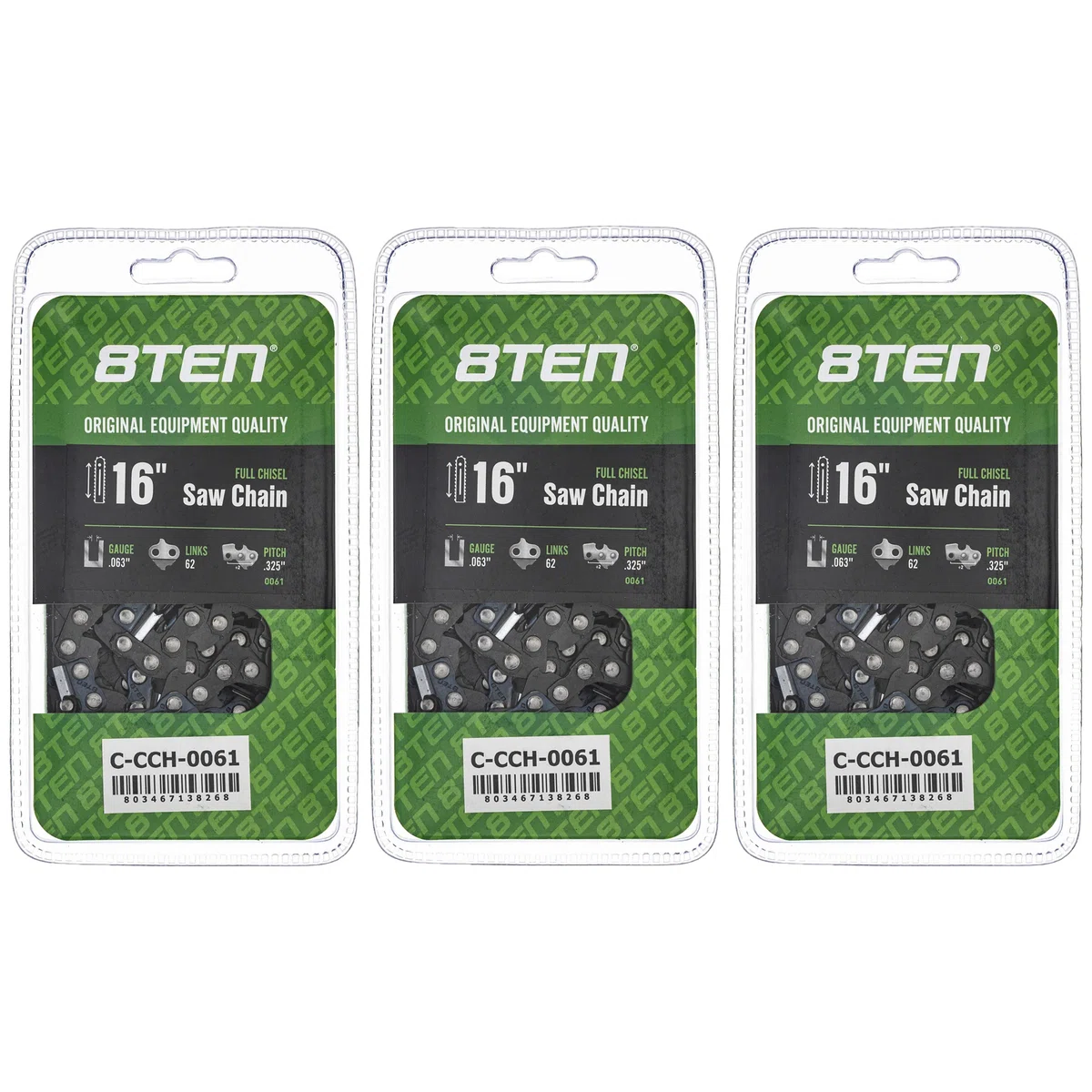 Chainsaw Chain 16 Inch .063 .325 62DL For Stihl Homelite 26RM362 22LPX062G 22LGX062G 591104262 | 3-PACK