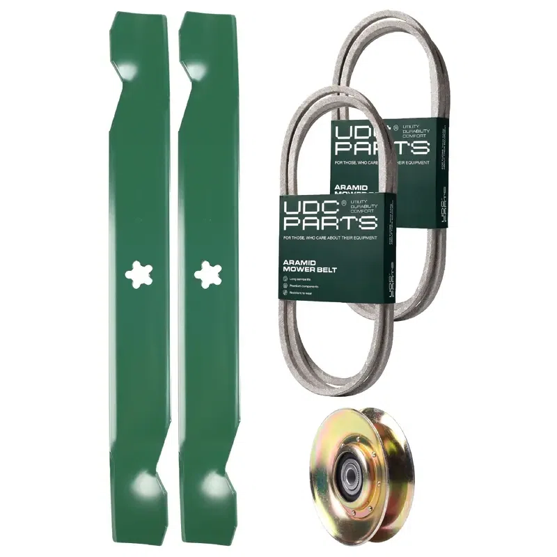 UDC Parts Mower Kit / Belt 532194346 + Belt 138255 + Pulley 127783 + 2 Pack Blades 138497 / Fits Husqvarna LT152