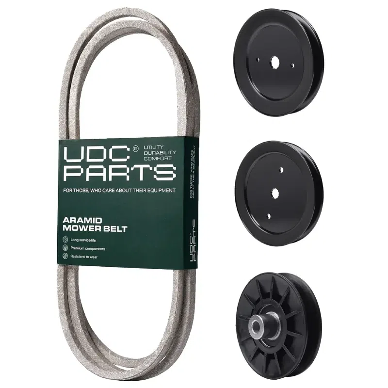 UDC Parts Mower Kit / Belt 130969 + Pulley 129861 + Pulley 195945 + Pulley 532194326 / Fits Husqvarna TS142 YTH22K42