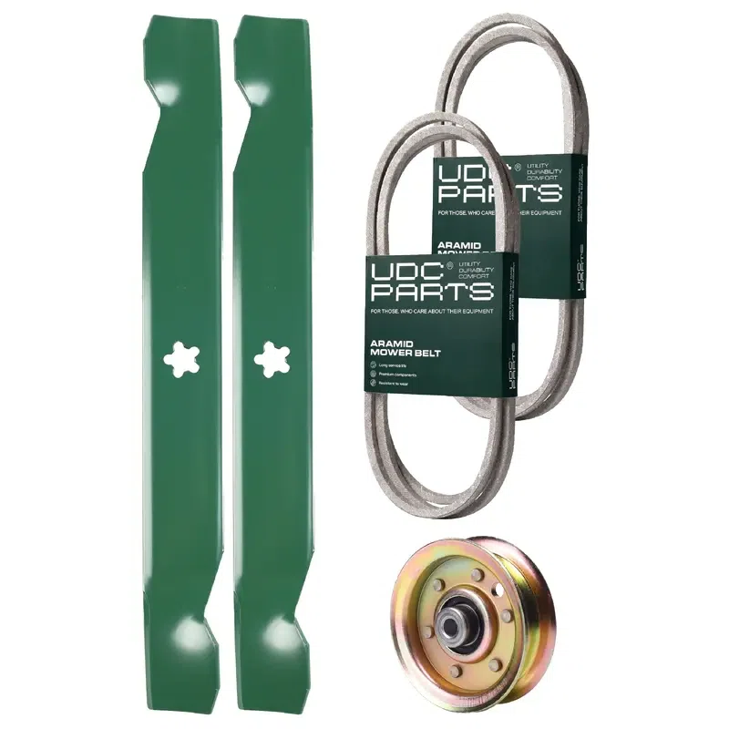 UDC Parts Mower Kit / Belt 138255 + Belt 140294 + Pulley 173437 + 2 Pack Blades 138497 / Fits Jonsered LT2115