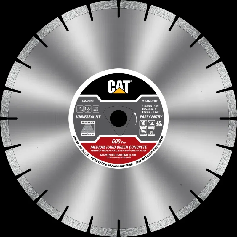 Cat 600 Pro Early Entry MEDIUM/HARD Aggregate Silent Green Concrete Diamond Blade 6 3/8" - 162mm RED