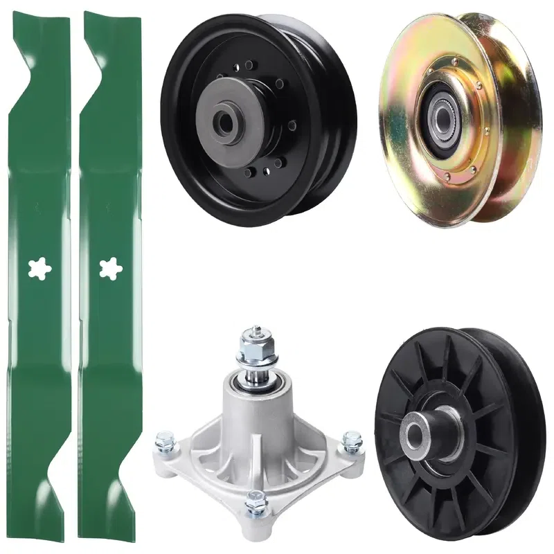 UDC Parts Mower Kit / Pulley 127783 + Pulley 532194326 + Pulley 532196104 + Spindle 532174356 + 2 Pack Blades 405380 / Fits Husqvarna LT1597