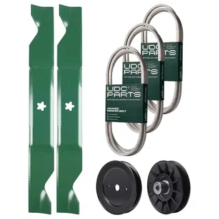 UDC Parts Mower Kit / Belt 130969 + Belt 140218 + Belt 144959 + Pulley 129861 + Pulley 532194326 / Fits Husqvarna LOYTH20F42T YTH20F42T YTH2242T