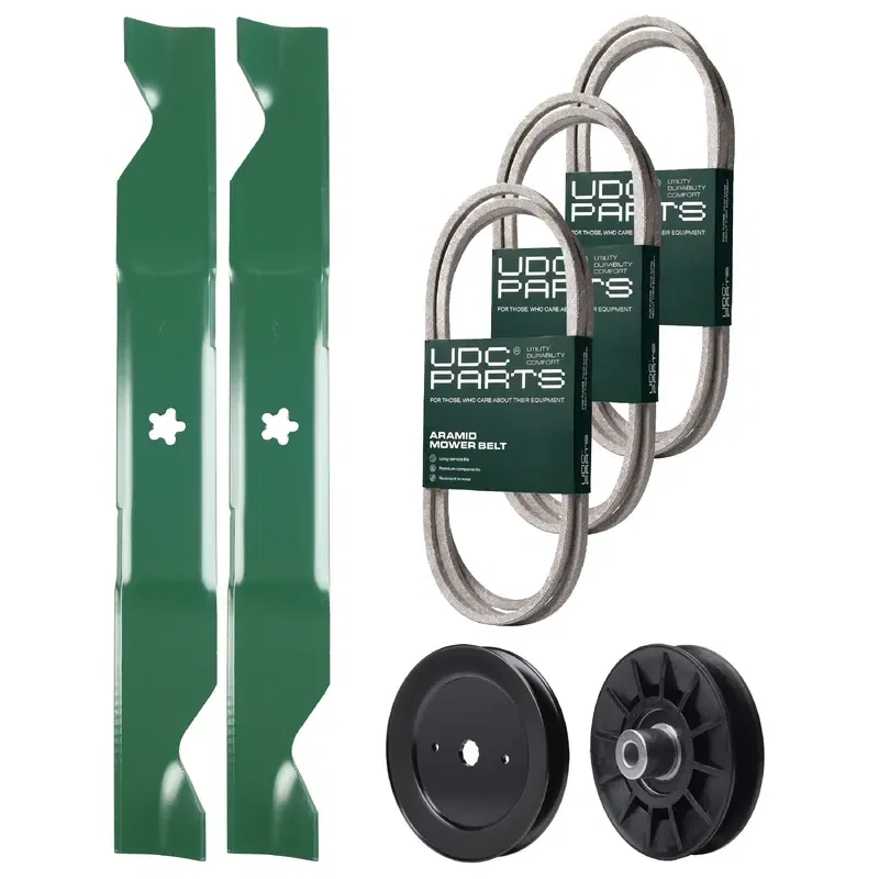 UDC Parts Mower Kit / Belt 130969 + Belt 140218 + Belt 144959 + Pulley 129861 + Pulley 532194326 / Fits Husqvarna LOYTH20F42T YTH20F42T YTH2242T