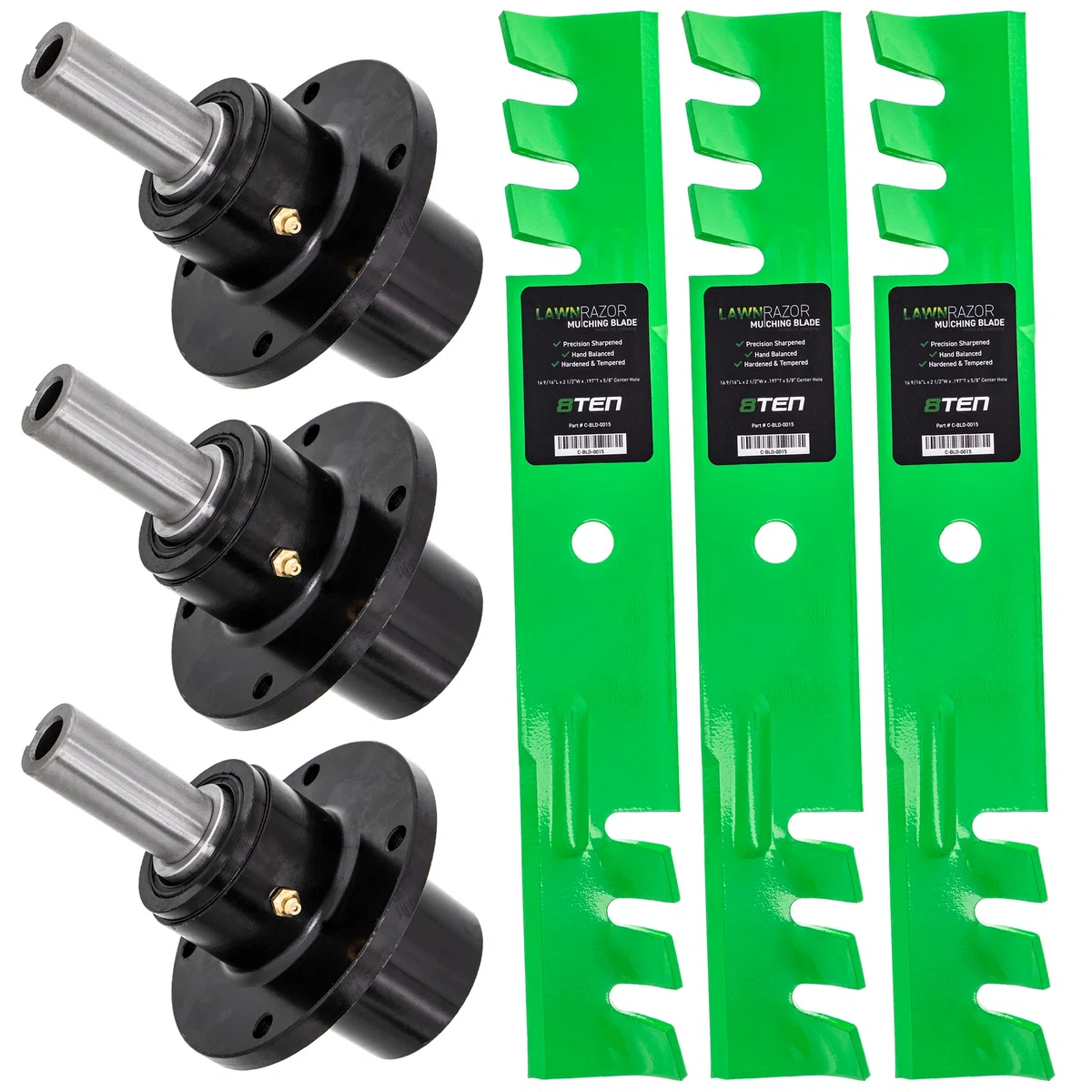 Deck Spindles & Mulching Blades Kit For Gravely Toro Great Dane MK1002155