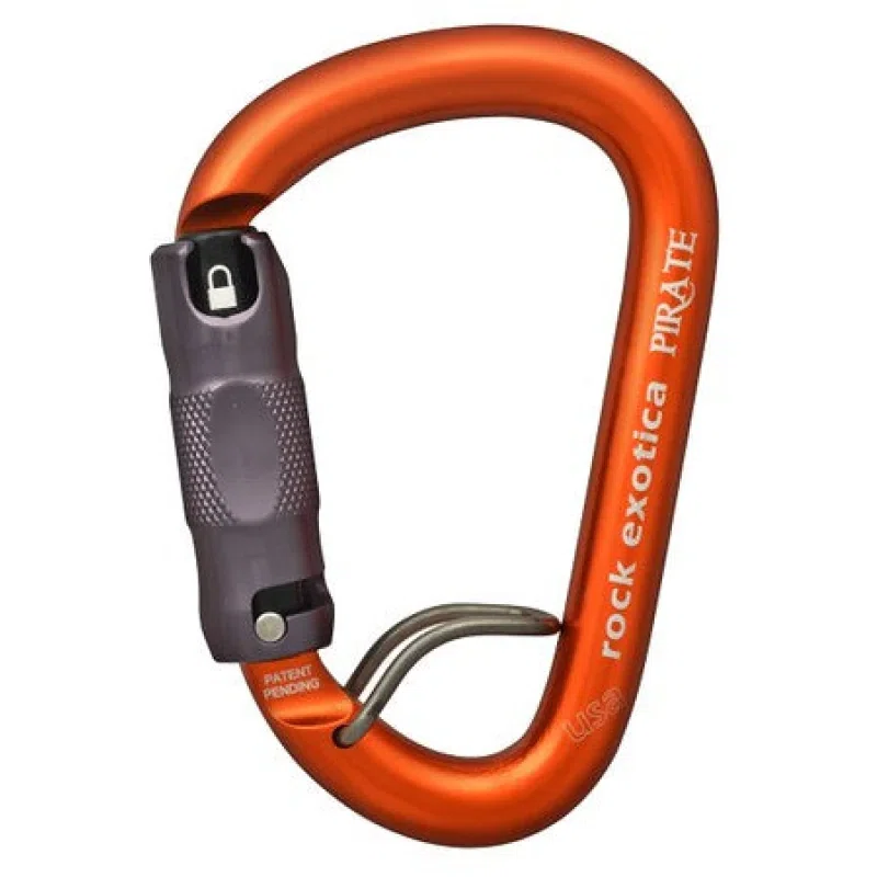 C1WEA - Orange Pirate WireEye Auto Lock Aluminum Carabiner - Rock Exotica